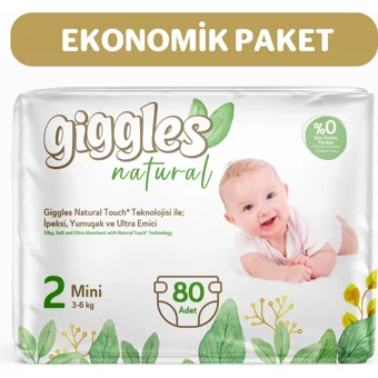 Giggles Natural Mini 2 Numara Cırtlı Bebek Bezi 80 Adet