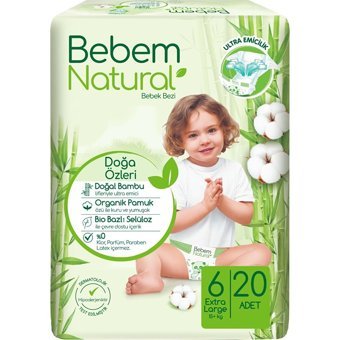 Bebem Natural Doğa Özleri 6 Numara Organik Cırtlı Bebek Bezi 240 Adet