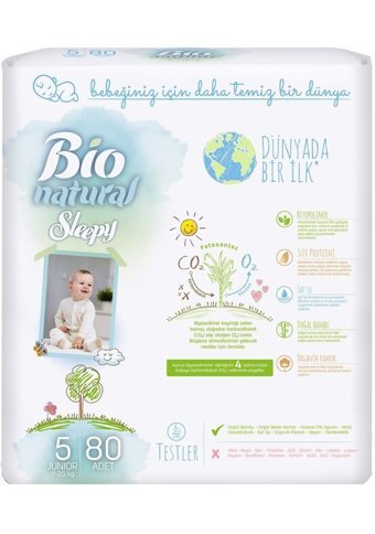 Sleepy Junior 5 Numara Organik Cırtlı Bebek Bezi 4x80 Adet