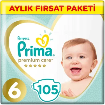 Prima Premium Care 6 Numara Cırtlı Bebek Bezi 105 Adet