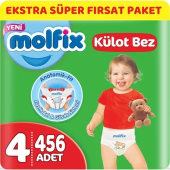 Molfix Maxi 4 Numara Göbek Oyuntulu Külot Bebek Bezi 456 Adet