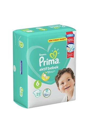 Prima Aktif Bebek 6 Numara Cırtlı Bebek Bezi 22 Adet