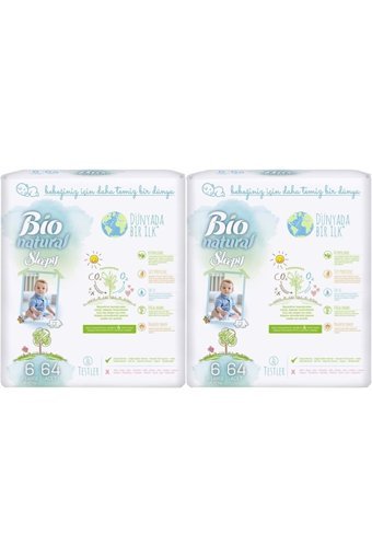 Sleepy Bio Natural XLarge 6 Numara Organik Cırtlı Bebek Bezi 2x64 Adet