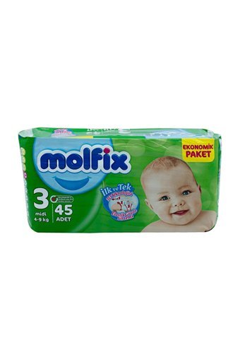 Molfix 3D Midi 3 Numara Cırtlı Bebek Bezi 45 Adet