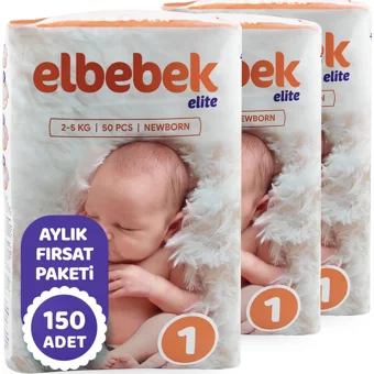 Elbebek Elite Yenidoğan Yenidoğan Cırtlı Bebek Bezi 150 Adet