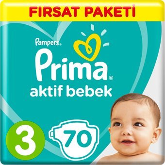 Prima Aktif Bebek 3 Numara Cırtlı Bebek Bezi 70 Adet
