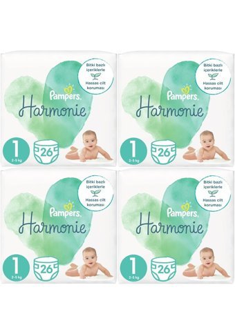 Prima Harmonie Yenidoğan 1 Numara Organik Cırtlı Bebek Bezi 4x26 Adet