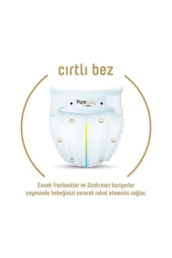 Pure Baby Pamuklu 4 Numara Organik Cırtlı Bebek Bezi 3 x192 Adet