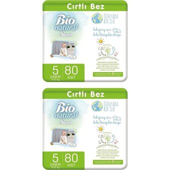 Sleepy Bio Natural 5 Numara Organik Cırtlı Bebek Bezi 160 Adet