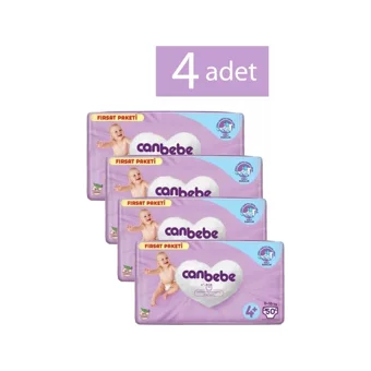 Canbebe Fırsat Paketi 4 + Numara Bantlı Bebek Bezi 4x50 Adet