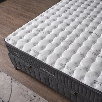 Armis Carbon 180 x 200 cm Yataklı Başlıklı Çift Kişilik Sandıklı Baza Seti Siyah