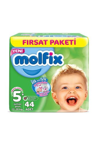 Molfix 3D Junior Plus 5 + Numara Cırtlı Bebek Bezi 44 Adet