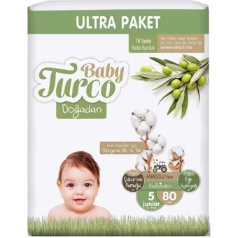 Baby Turco Doğadan Junior 5 Numara Cırtlı Bebek Bezi 160 Adet