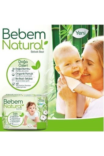 Bebem Natural Doğa Özleri 3 Numara Organik Cırtlı Bebek Bezi 68 Adet