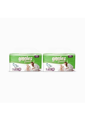 Giggles Premium Midi 3 Numara Cırtlı Bebek Bezi 72 Adet