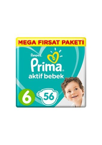 Prima Aktif Bebek 6 Numara Cırtlı Bebek Bezi 4x56 Adet