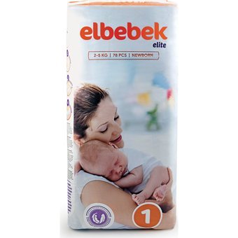Elbebek Elite Ekonomik Paket Yenidoğan 1 Numara Cırtlı Bebek Bezi 78 Adet