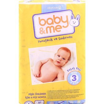 Baby&Me Midi 3 Numara Cırtlı Bebek Bezi 50 Adet