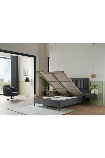 Bellona Petra Plus 150 x 200 cm Ayrılabilen Başlıksız Çift Kişilik Sandıklı Baza Siyah