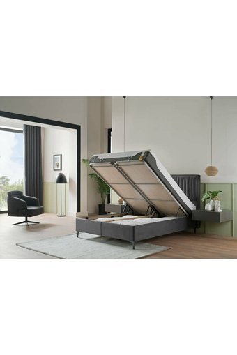Bellona Petra Plus 150 x 200 cm Ayrılabilen Başlıksız Çift Kişilik Sandıklı Baza Siyah