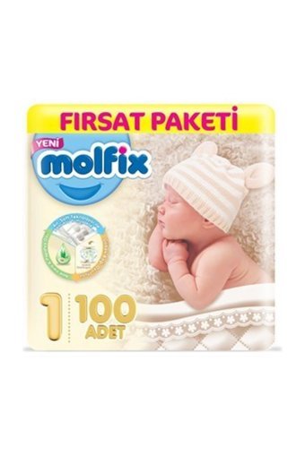 Molfix Yenidoğan 1 Numara Organik Göbek Oyuntulu Cırtlı Bebek Bezi 3x100 Adet