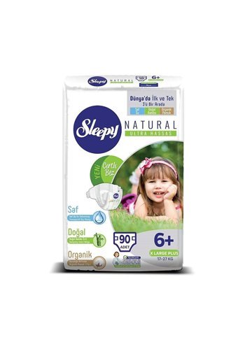 Sleepy Natural Ultra Hassas 6 + Numara Organik Cırtlı Bebek Bezi 90 Adet