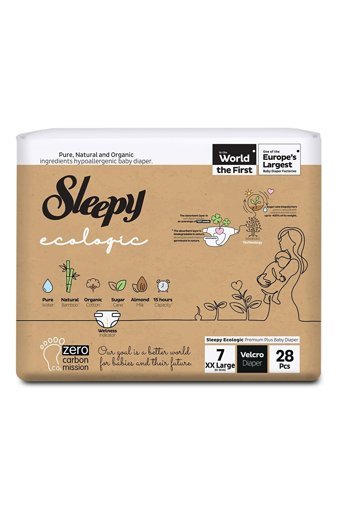 Sleepy Ecologic 7 + Numara Organik Göbek Oyuntulu Cırtlı Bebek Bezi 28 Adet