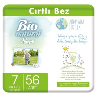 Sleepy Bio Natural 7 Numara Organik Cırtlı Bebek Bezi 56 Adet