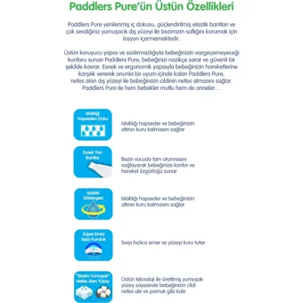 Paddlers Pure 5 Numara Organik Cırtlı Bebek Bezi 4 Adet