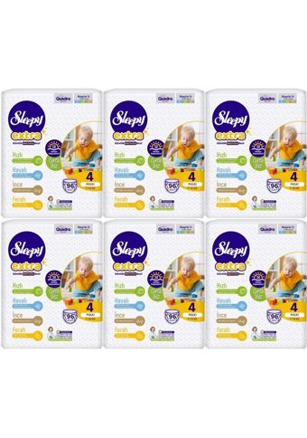 Sleepy Extra 4 Numara Organik Göbek Oyuntulu Cırtlı Bebek Bezi 6x96 Adet