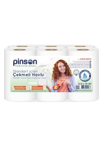Pinson Professional Standart İçten Çekmeli Dispenser 2 Katlı 6'lı Rulo Kağıt Havlu