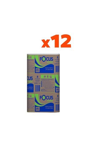Focus Optimum Dispenser 2 Katlı 200 Yaprak 12'li Z Katlama Kağıt Havlu