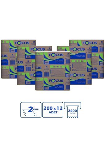 Focus Optimum Dispenser 2 Katlı 200 Yaprak 12'li Z Katlama Kağıt Havlu