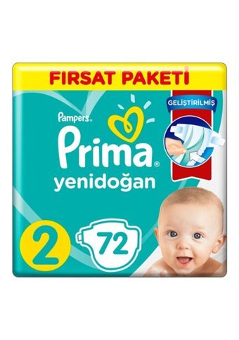 Prima Geliştirilmiş Yenidoğan 1 Numara Cırtlı Bebek Bezi 2x72 Adet