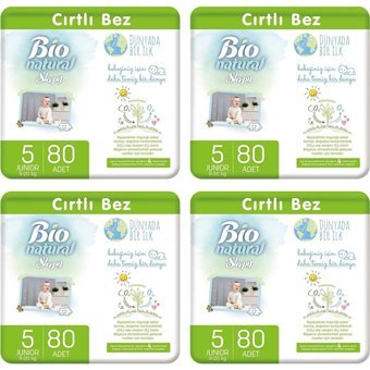 Sleepy Bio Natural 5 Numara Organik Cırtlı Bebek Bezi 320 Adet