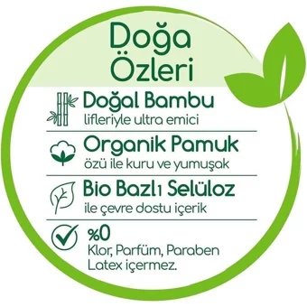 Bebem Natural Doğa Özleri 6 Numara Organik Cırtlı Bebek Bezi 60 Adet