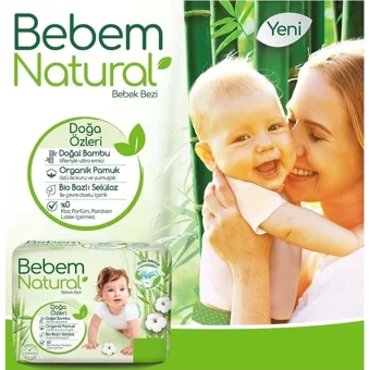 Bebem Natural Doğa Özleri 6 Numara Organik Cırtlı Bebek Bezi 60 Adet