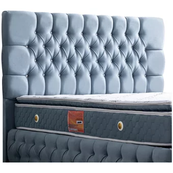 Setay Roma 200 x 150 cm Ayrılabilen Yataklı Başlıklı Çift Kişilik Sandıklı Baza Seti Mavi