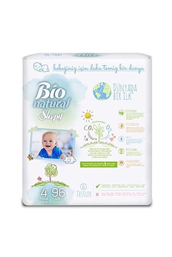 Sleepy Natural Maxi 4 Numara Organik Cırtlı Bebek Bezi 96 Adet