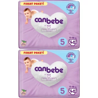 Canbebe Junior Fırsat Paketi 5 Numara Bantlı Bebek Bezi 2x46 Adet