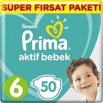 Prima Aktif Bebek 6 Numara Cırtlı Bebek Bezi 150 Adet