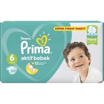 Prima Aktif Bebek 6 Numara Cırtlı Bebek Bezi 150 Adet
