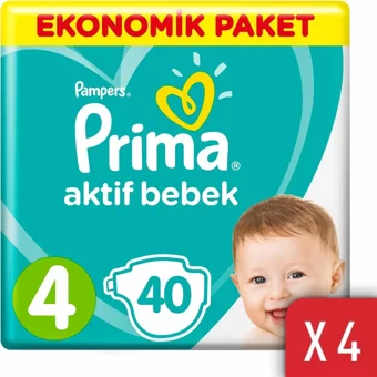 Prima Aktif Bebek 4 Numara Cırtlı Bebek Bezi 160 Adet
