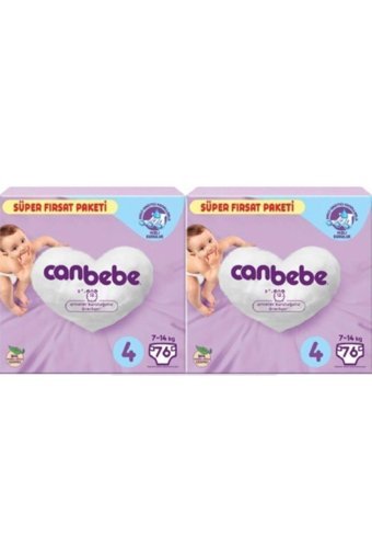 Canbebe 4 Numara Bantlı Bebek Bezi 152 Adet