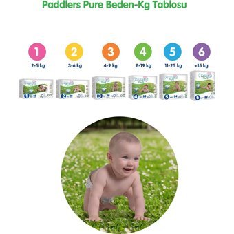 Paddlers Pure 2 Numara Organik Cırtlı Bebek Bezi 4 Adet