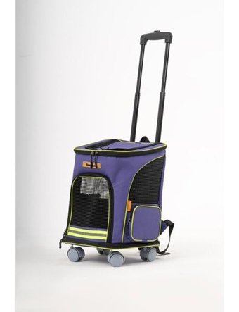 Brave Paws 4 Tekerlekli Kedi ve Köpek Taşıma Çantası Fren Mekanizla - Mor