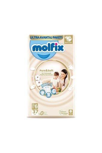 Molfix Pure & Soft 6 Numara Cırtlı Bebek Bezi 37 Adet