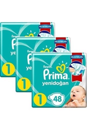 Prima Aylık Fırsat Paketi Yenidoğan 1 Numara Cırtlı Bebek Bezi 144 Adet