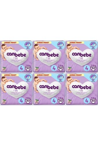Canbebe 4 Numara Bantlı Bebek Bezi 6x30 Adet