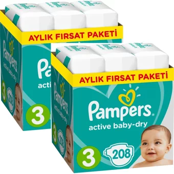 Prima Aktif Bebek 3 Numara Cırtlı Bebek Bezi 416 Adet